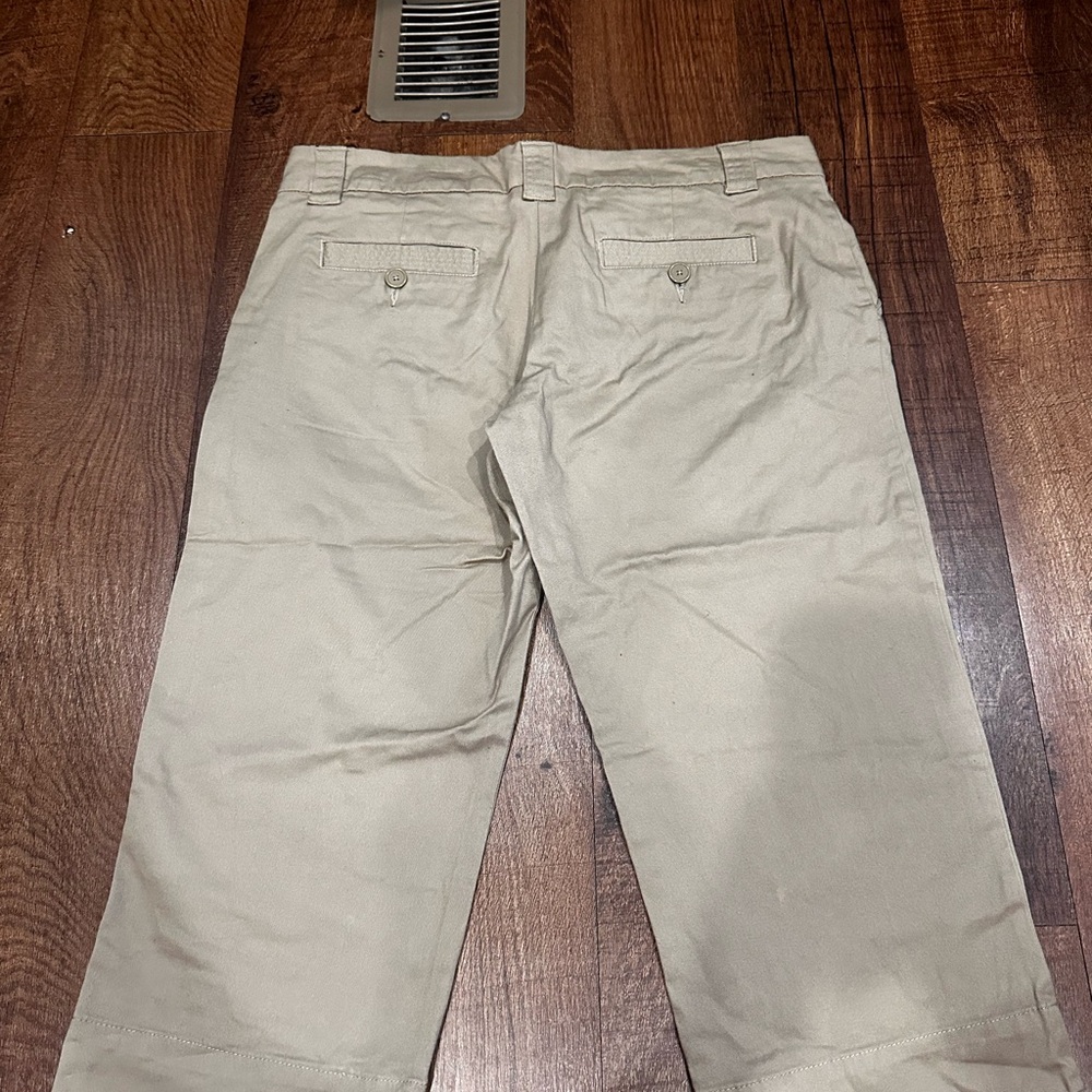 Austin Clothing Co. Tan Capris with Blue Floral Lining